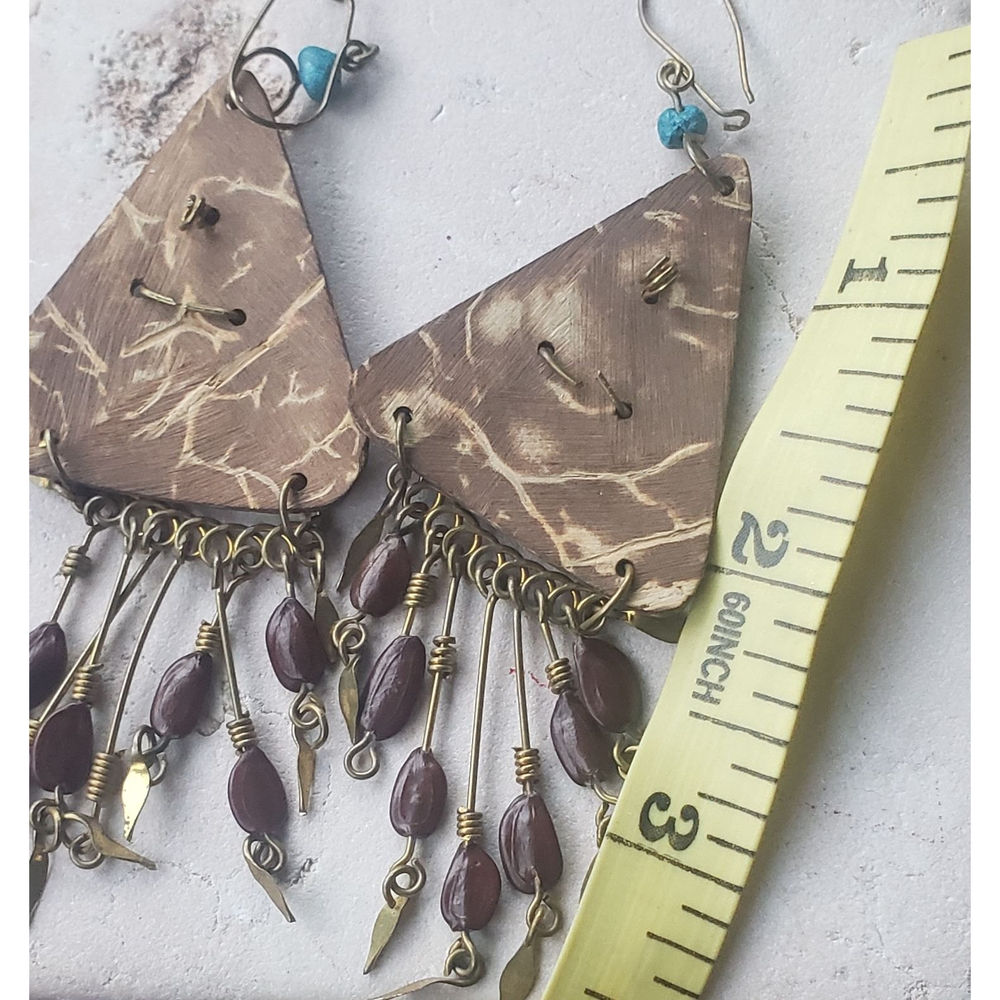 Brown, metal, and turquoise triangle geometric Egyptian Revival - Picture 6 of 6
